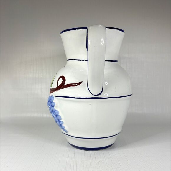 Majolica Grapevine Pitcher Country Farmhouse Decor RC Cal Hand Painted Portugal - Picture 4 of 6